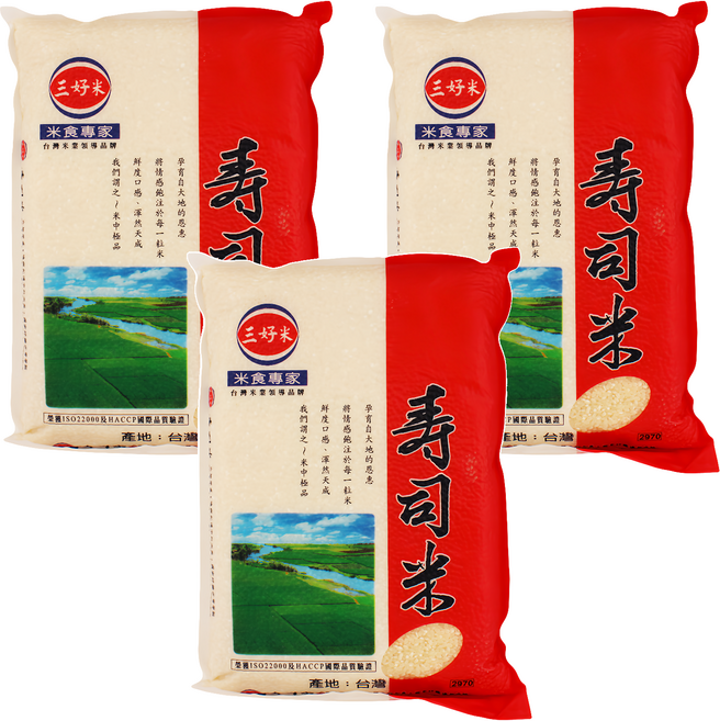 三好米 壽司米, 二等米, 3kg, 3包