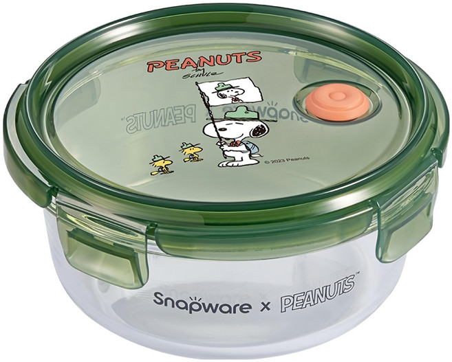 Corelle Brands 康寧餐具 Snapware SNOOPY露營趣 耐熱玻璃保鮮盒 660ml, 1個, 容器 + 蓋子