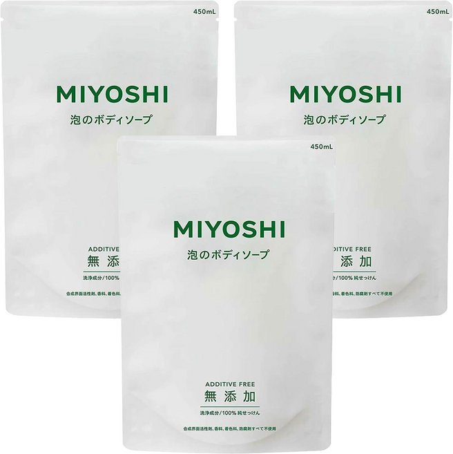 MIYOSHI 無添加 泡沫沐浴乳補充包, 450ml, 3包
