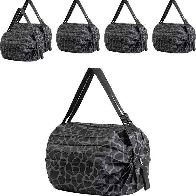 小麥購物 折疊收納袋 G615 107g, 黑豹紋, 6個