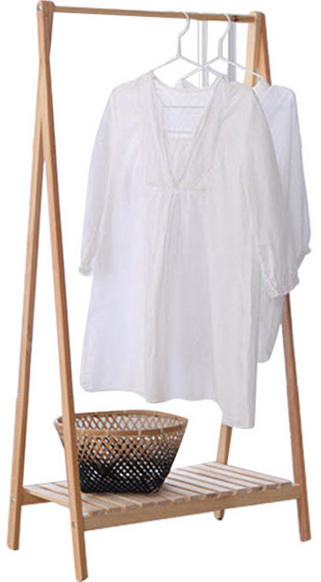 원목 1단 선반 스탠드행거, 내츄럴