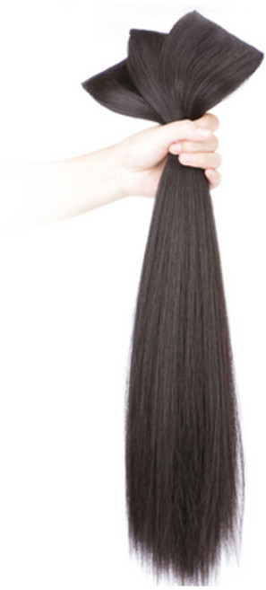 뿌이뿌이가발 붙임머리 부분 생머리 피스가발 60cm, 다크브라운, 3개