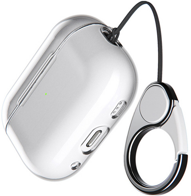 빅쏘 변색없는 하드 1mm 초슬림 일체형 풀커버 카라비너 레빅스킨 에어팟 보호 케이스, 에어팟 프로2, 투명, 1개