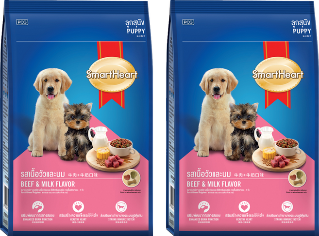 SmartHeart 慧心 幼犬配方 犬糧, 牛肉 + 牛奶, 2.7kg, 2袋