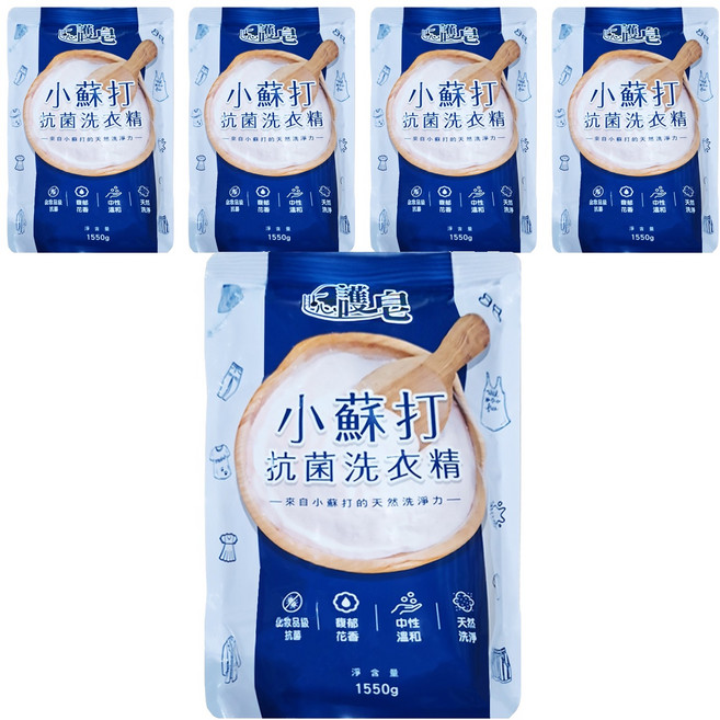 皂福 貼心護皂小蘇打抗菌洗衣精 1550g, 5入