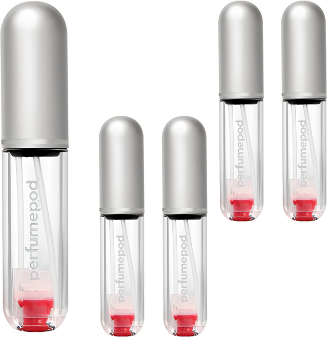 트라발로 퍼퓸팟 퓨어 펌핑식 충전 휴대용 향수공병 5ml, 실버, 5개