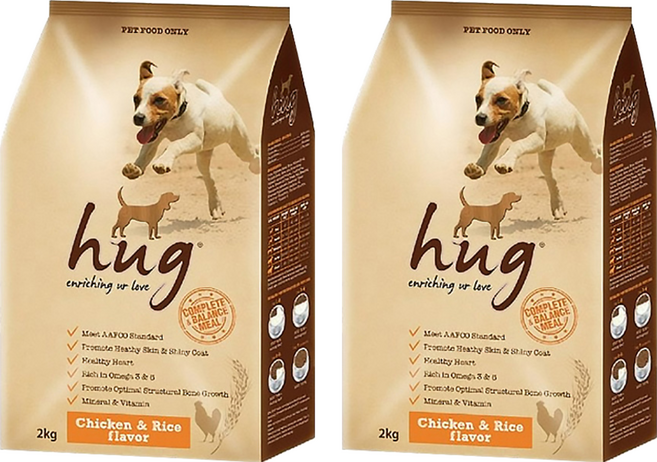 hug 哈格 狗乾糧, 雞肉 + 米風味, 2kg, 2袋