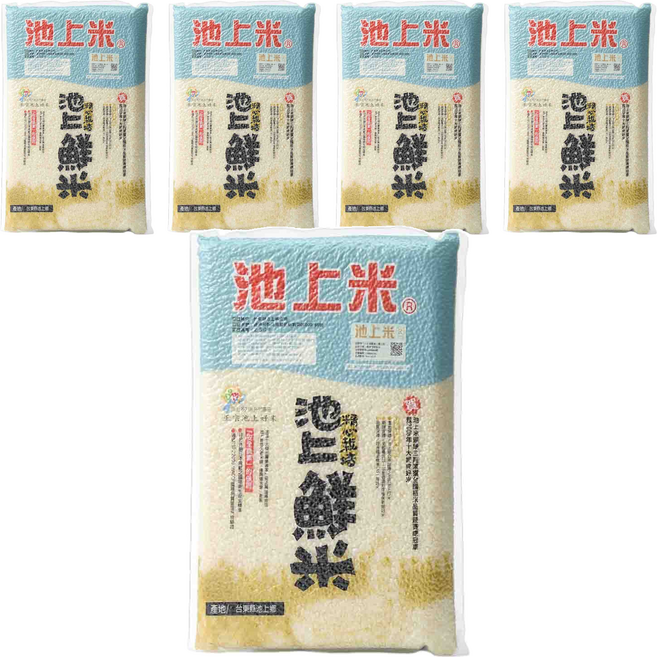 池上多力米 池上鮮米, CNS一等, 2.5kg, 5包