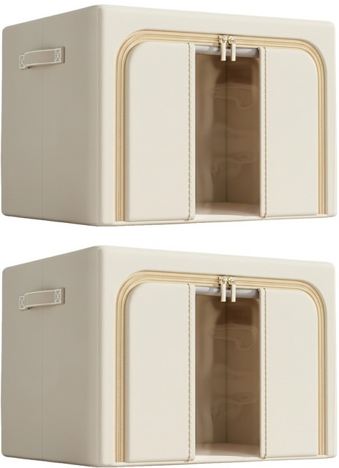 小麥購物 牛津布透明視窗收納箱 L182 100L, 優雅米, 2個