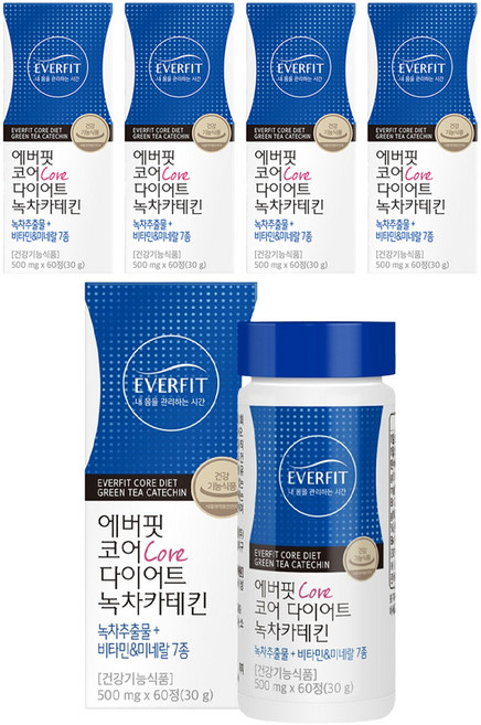에버핏 코어 다이어트 녹차카테킨, 60정, 5개