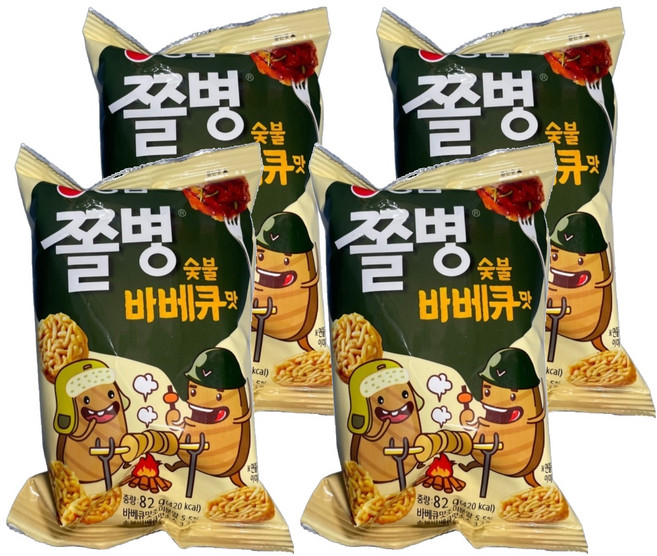 쫄병스낵 숯불바베큐맛, 90g, 4개