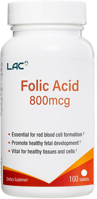 LAC 利維喜 葉酸800mcg食品錠, 800mcg, 100顆, 1罐