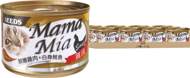 惜時 Mamamia 機能愛貓雞湯餐罐, 雞肉 + 鮪魚, 170g, 24罐