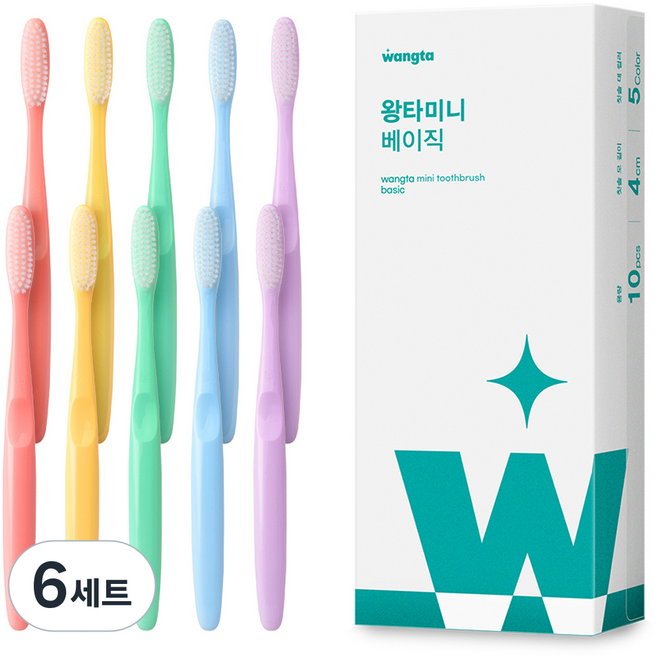 왕타 미니 베이직 칫솔 세트, 10개입, 6세트
