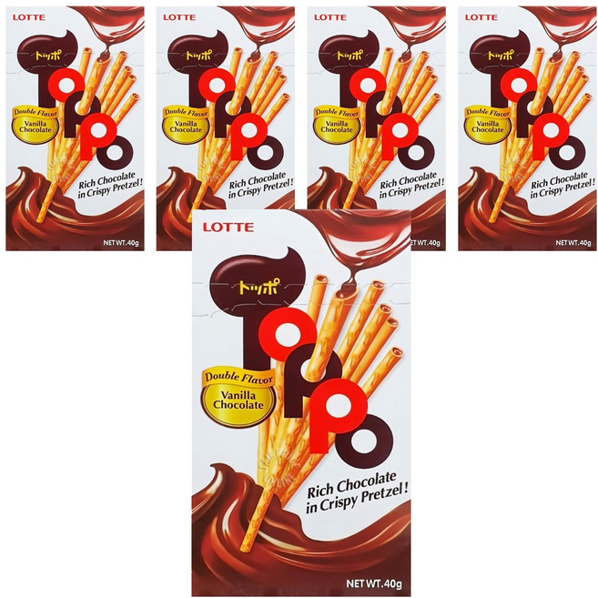 Toppo 夾心餅乾棒 巧克力口味, 40g, 5盒