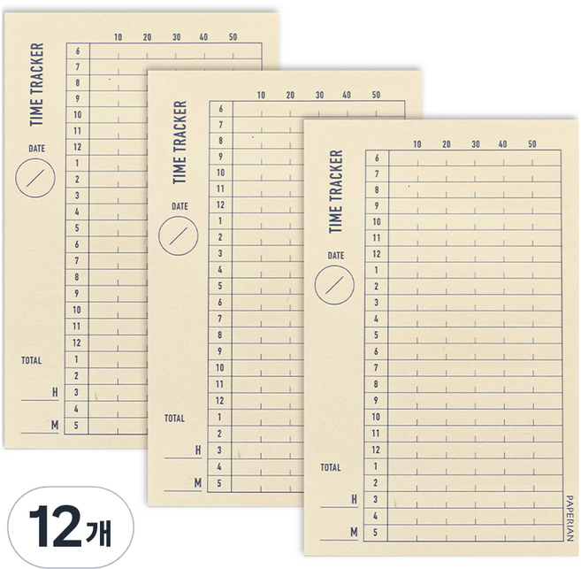페이퍼리안 메이크어메모 메모패드, 타임트래커, 80매, 12개