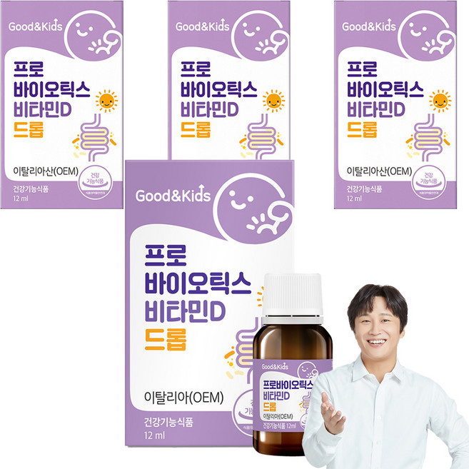 굿앤키즈 프로바이오틱스 비타민D 드롭, 12ml, 4개
