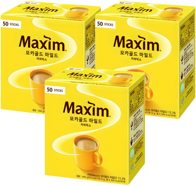 맥심 모카골드 마일드 커피믹스, 12g, 50개입, 3개