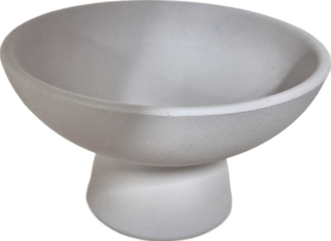 日式 劍山花藝 陶瓷高台花器, 圓弧 白色