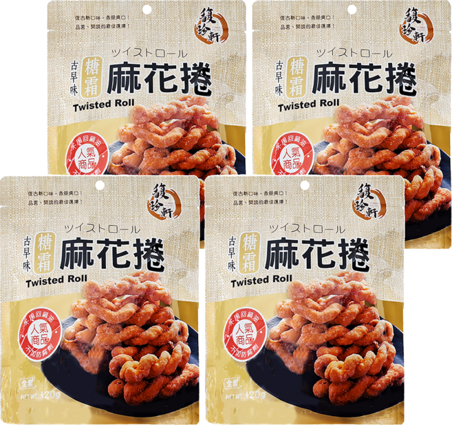 馥珍軒 糖霜麻花捲, 110g, 4包