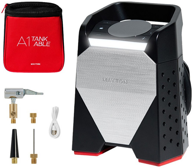 메이튼 타이어 공기압 주입기 무선 휴대용 다용도 보조배터리 탱커블 + 90cm 빌트인호스 + 3종노즐 + 충전 케이블 세트, 블랙, 1세트