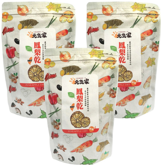 元氣家 鳳梨乾, 200g, 3包