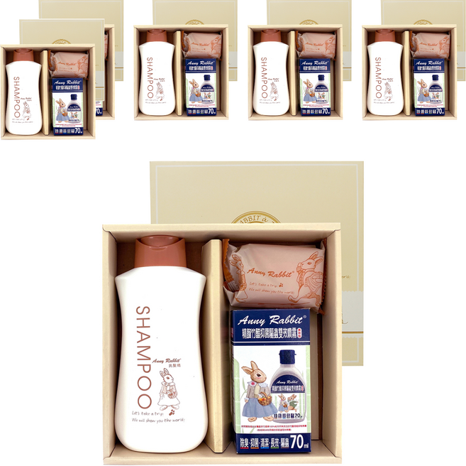 Anny Rabbit 安妮兔 1洗1皂1竹醋 洗髮乳 300ml x 1+香皂 70g x 1+竹醋 70ml x 1, 370ml, 6盒