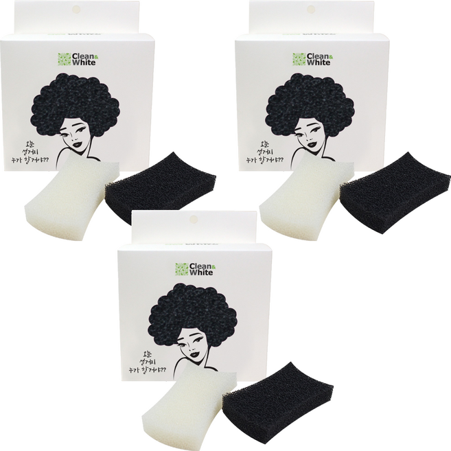 클린앤화이트 구리나노 필터 수세미 세트, 6개, 3개