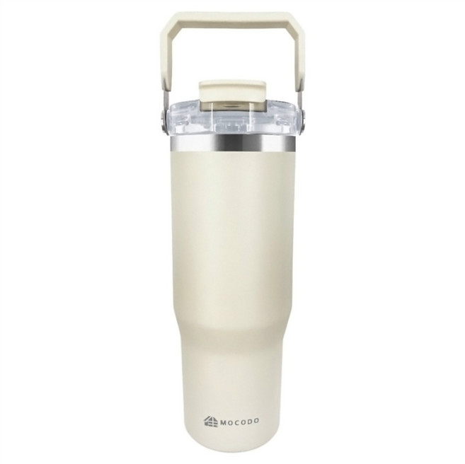 MOCODO 伴佳家 陶瓷雙飲提提杯, 奶油白, 900ml, 1個