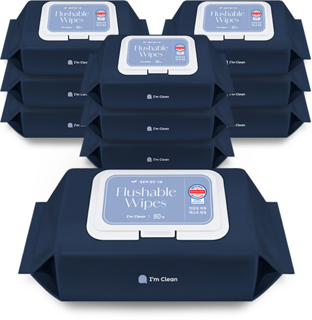 아임클린 저자극 비데 물티슈 캡형, 60g, 80매입, 10개