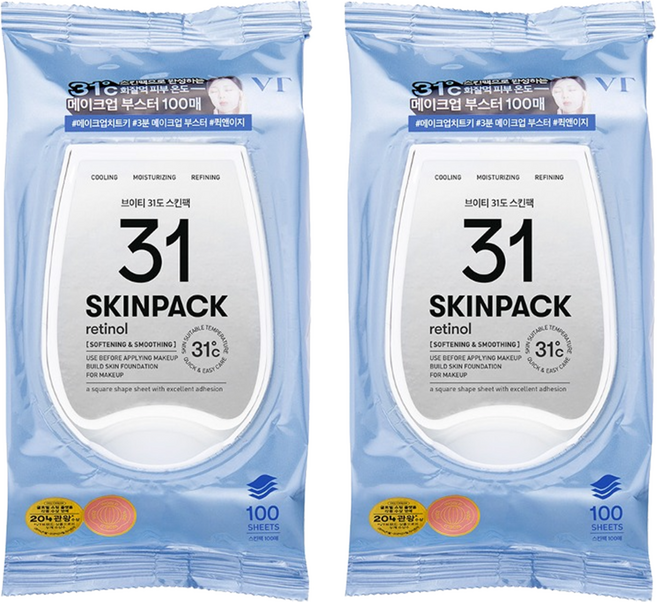 브이티코스메틱 스무스 31도 스킨팩, 100개입, 2개