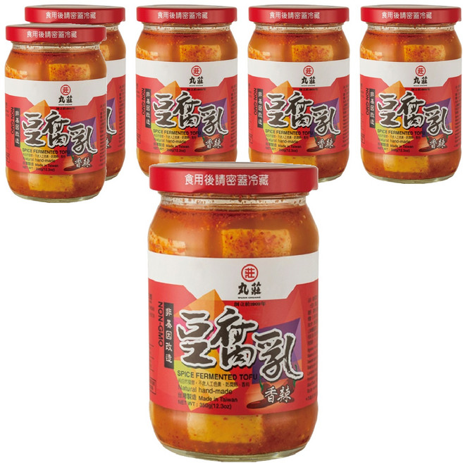 丸莊醬油 香辣豆腐乳 非基因改造, 350g, 6罐