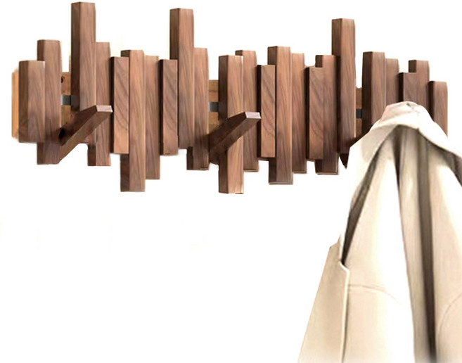 라라공방 모던 인테리어 8구 벽옷걸이, 월넛우드, 1개
