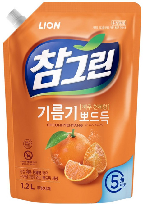 참그린 천혜향 기름기 뽀드득 주방세제 리필, 1.2L, 1개