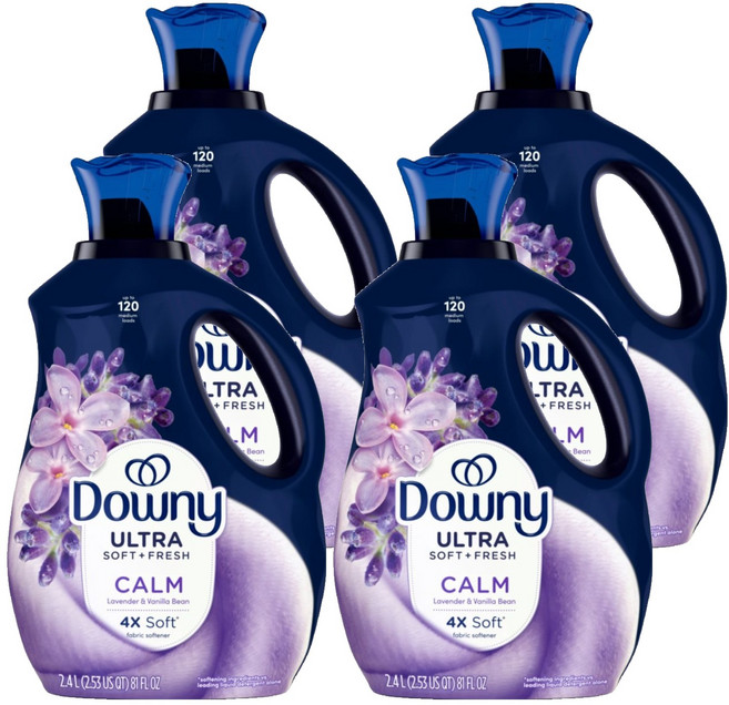 다우니 울트라 캄 섬유유연제 라벤더 앤 바닐라빈 본품, 2.4L, 4개