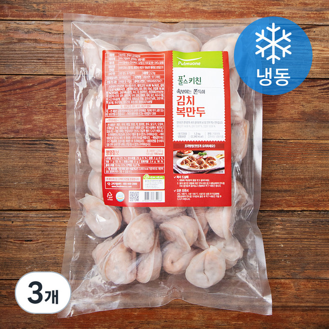 풀무원 풀스키친 속보이는 쫀득이 김치 복만두 (냉동), 1.2kg, 3개