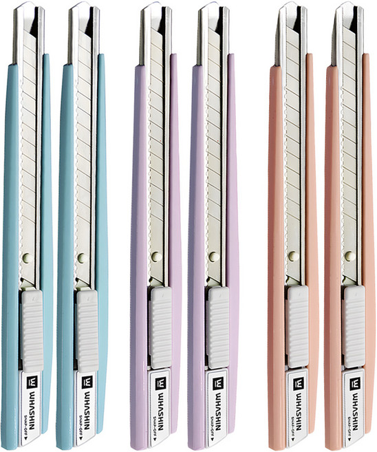 화신 215 커터칼 KN-215P3 소 3p 세트, 블루 + 퍼플 + 피치, 2세트