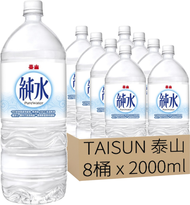TAISUN 泰山 純水, 2000ml, 8瓶