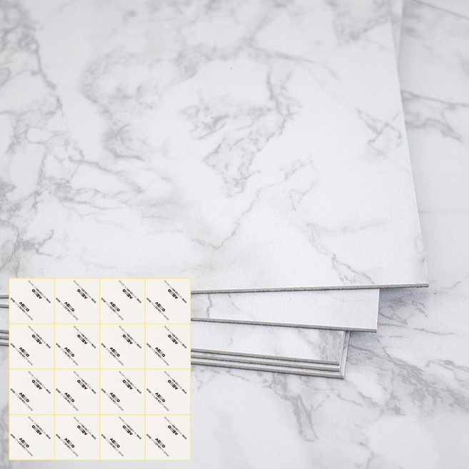 SHEETMORI 裝飾地磚 7片 可撕除貼紙 TL-M04, 大理石白
