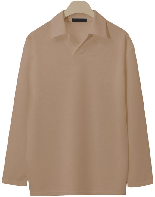 맨타임 WCT 링클프리 오버핏 오픈 카라 긴팔티