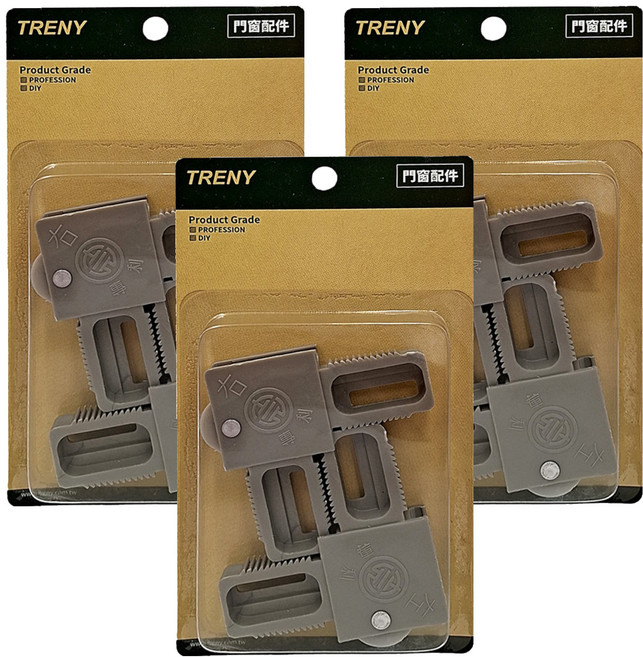 TRENY 紗門角掛小輪 左 右, 白鐵色, 3入