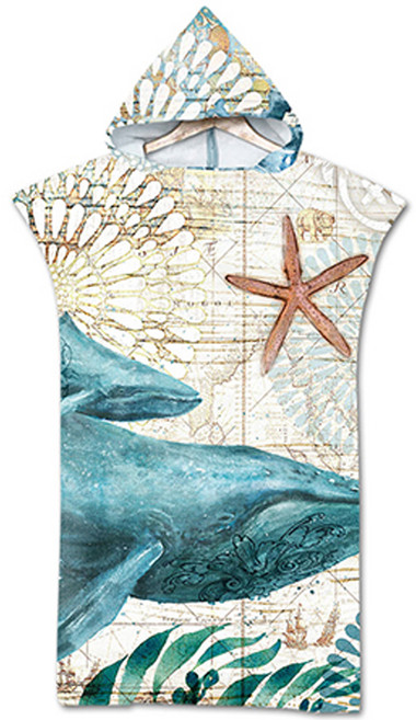 파라다이소 서핑 해변 판초 후드 비치가운 75 x 110 cm, 고래, 1개