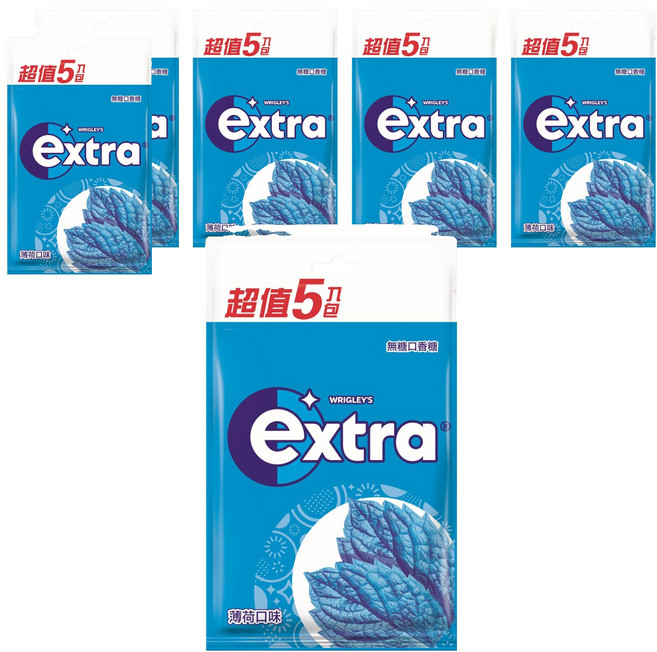 Extra 益齒達 潔淨無糖口香糖 薄荷口味, 140g, 6袋