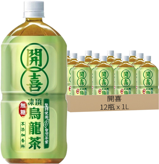 開喜 烏龍茶 無糖, 1L, 12瓶