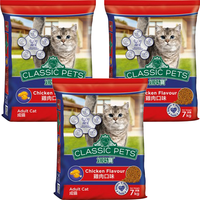 CLASSIC PETS 加好寶 成貓用 乾糧, 雞肉口味, 7kg, 3袋