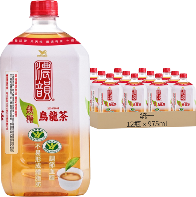 濃韻 烏龍茶 無糖, 975ml, 12瓶