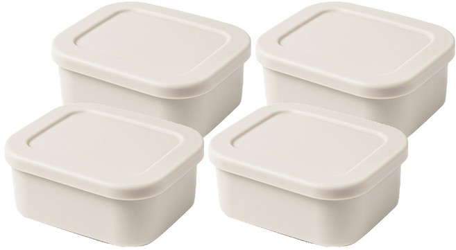 키친팩토리 파스텔 실리콘 사각 밀폐용기 아이보리, 4개, 단품