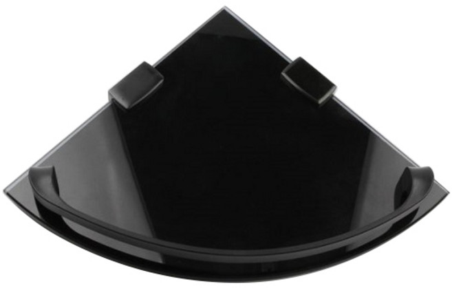 코코스 코너 강화유리선반 + 브라켓 + 피스, 블랙, 1개