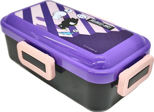 Skater 抑菌樂扣塑膠便當盒 18.6 x 10.8 x 6.2cm 530ml, 酷企鵝 紫色 + 黑色, 1個