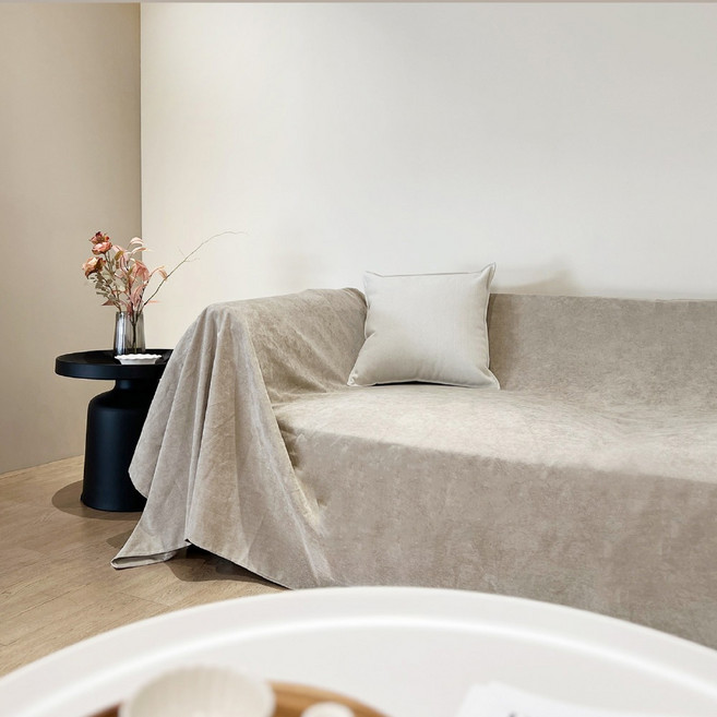 HOOM 法式防水防貓抓沙發布 高密度編織更加耐磨, 溫柔奶茶, 1個